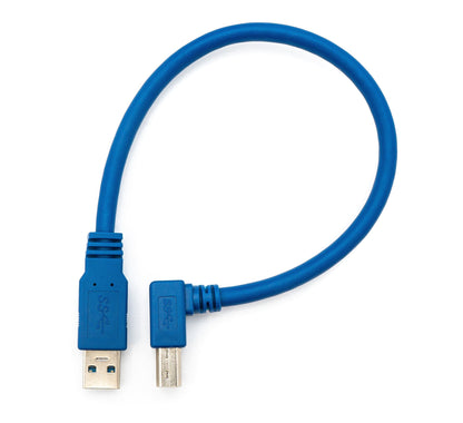 SYSTEM-S USB 3.0 cable 30 cm Type B male to Type A male angled in blue