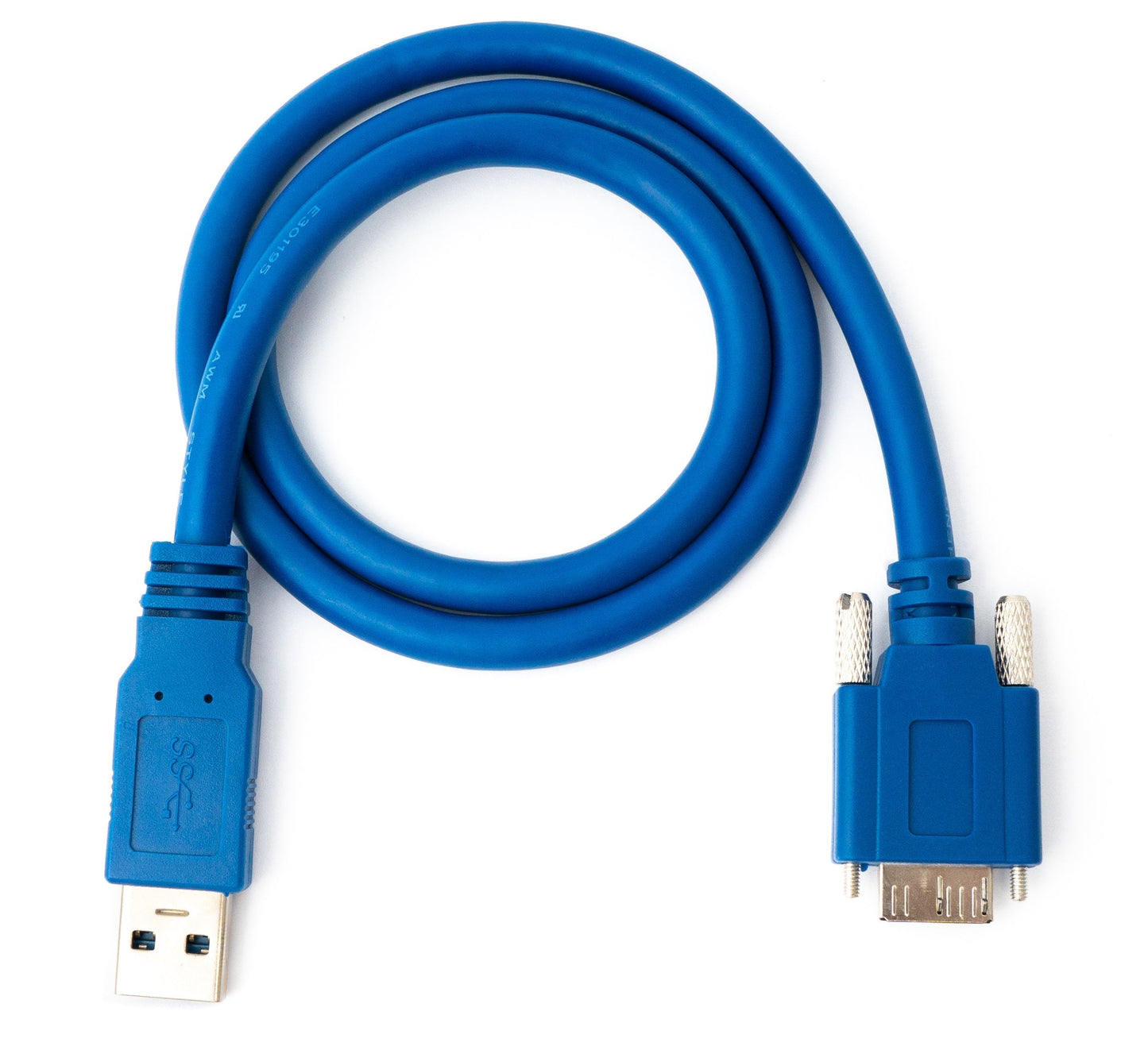 SYSTEM-S USB 3.0 Kabel 60 cm Micro B Stecker zu Typ A Stecker Schraube in Blau