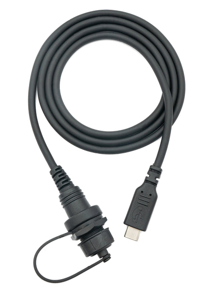 SYSTEM-S USB 3.1 Kabel 100 cm Typ C Stecker zu Buchse Bulkhead wasserfest Schwarz