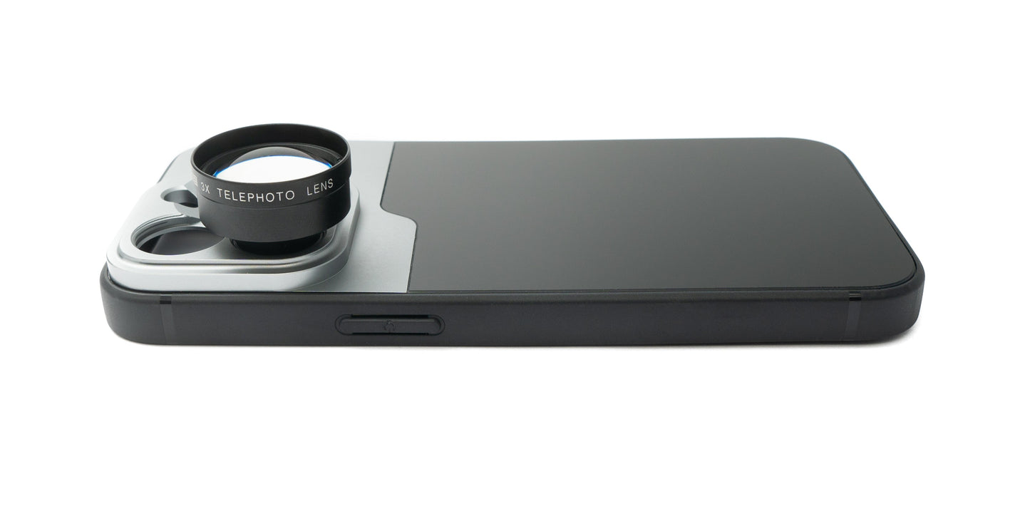 SYSTEM-S Zoom Lens 3x Telephoto Lens Filter with Case in Black for iPhone 13 Pro 
