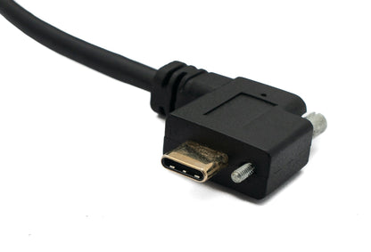 SYSTEM-S USB 3.1 Kabel 30 cm Typ C Stecker zu Buchse Schraube Winkel Adapter in Schwarz