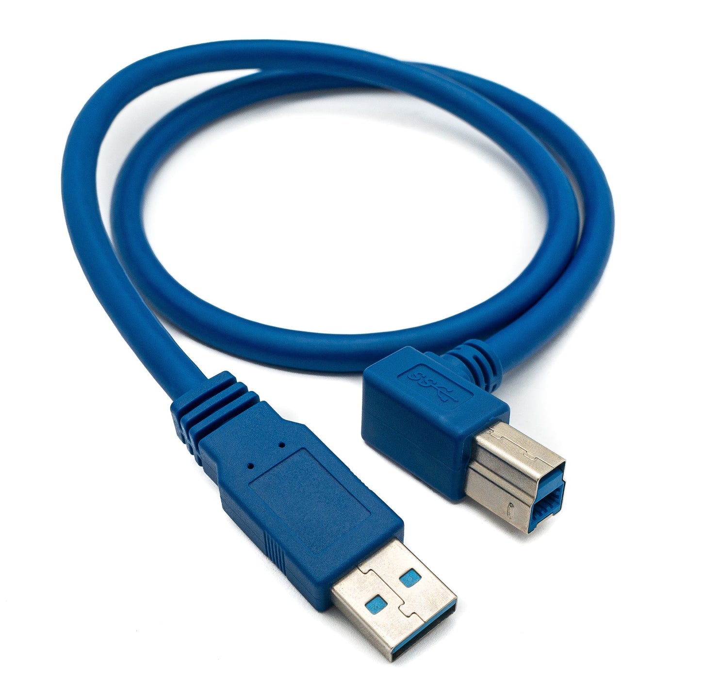 SYSTEM-S USB 3.0 cable 60 cm Type B male to Type A male angled in blue