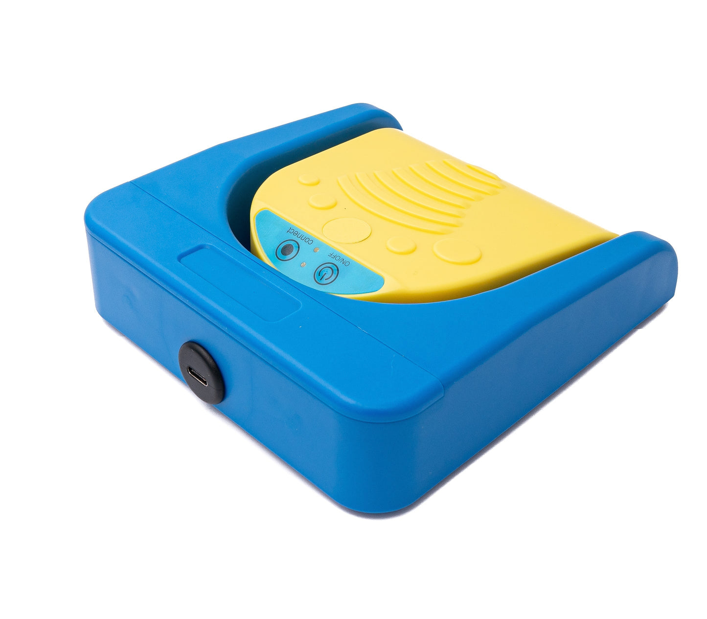 SYSTEM-S Bluetooth Fußpedal kabellos mit USB 3.1 Typ C Anschluss für PC Hotkeys Blau Gelb