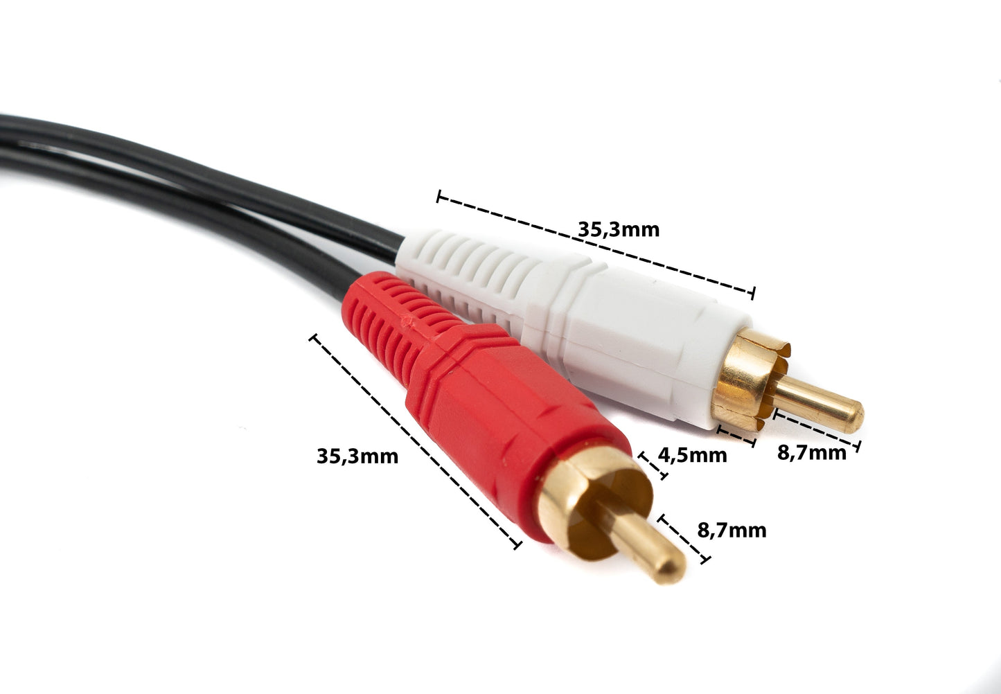 SYSTEM-S Cinch 2 RCA Kabel 15 m Stecker zu AUX 3,5 mm Klinke Stecker Stereo AV in Schwarz