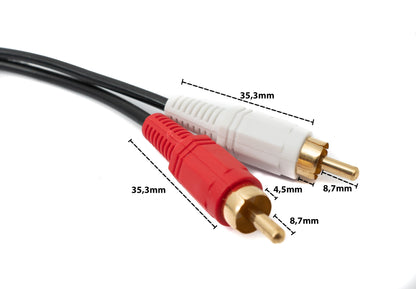 SYSTEM-S Cinch 2 RCA Kabel 15 m Stecker zu AUX 3,5 mm Klinke Stecker Stereo AV in Schwarz
