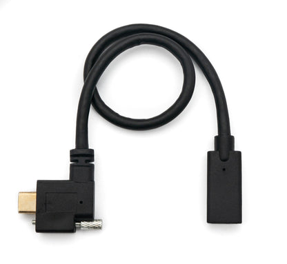 SYSTEM-S USB 3.1 Kabel 30 cm Typ C Stecker zu Buchse Schraube Winkel Adapter in Schwarz