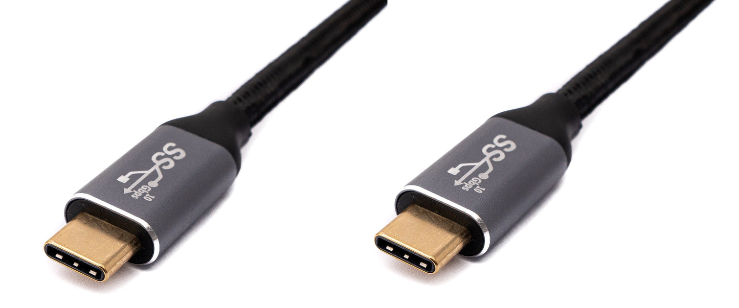SYSTEM-S USB 3.1 Gen 2 100W Kabel 150 cm Typ C Stecker zu Stecker geflochten in Schwarz