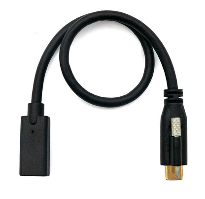 SYSTEM-S USB 3.1 cable 30 cm Type C male to female screw adapter in black