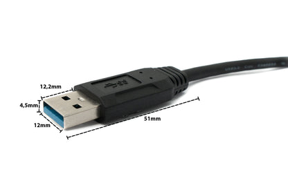 SYSTEM-S USB 3.0 Kabel 30 cm Micro B Stecker zu Typ A Stecker Schraube in Schwarz