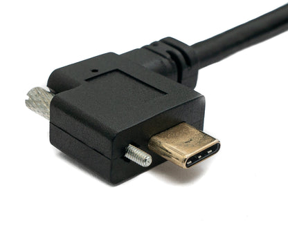 SYSTEM-S USB 3.1 Kabel 2 m Typ C Stecker zu Buchse Schraube Winkel in Schwarz
