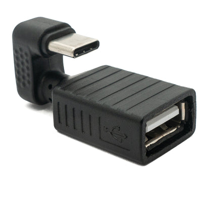 SYSTEM-S USB 3.1 U Turn 180° Adapter Typ C Stecker zu 2.0 Typ A Buchse Kabel in Schwarz