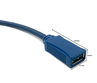 SYSTEM-S USB 3.0 Kabel 180 cm Typ A Stecker zu Buchse in Blau