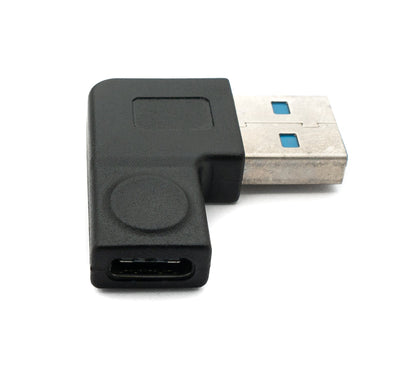 SYSTEM-S USB 3.1 adapter type C female to 3.0 type A male angled cable in black