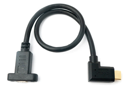 SYSTEM-S USB 3.1 Kabel 30 cm Typ C Stecker zu Buchse Schraube Winkel Adapter in Schwarz