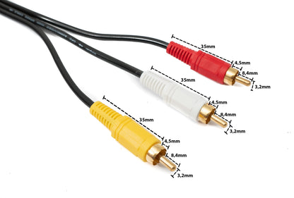 SYSTEM-S Cinch 3 RCA Kabel 5 m Stecker zu Stecker Stereo & Composite AV Schwarz