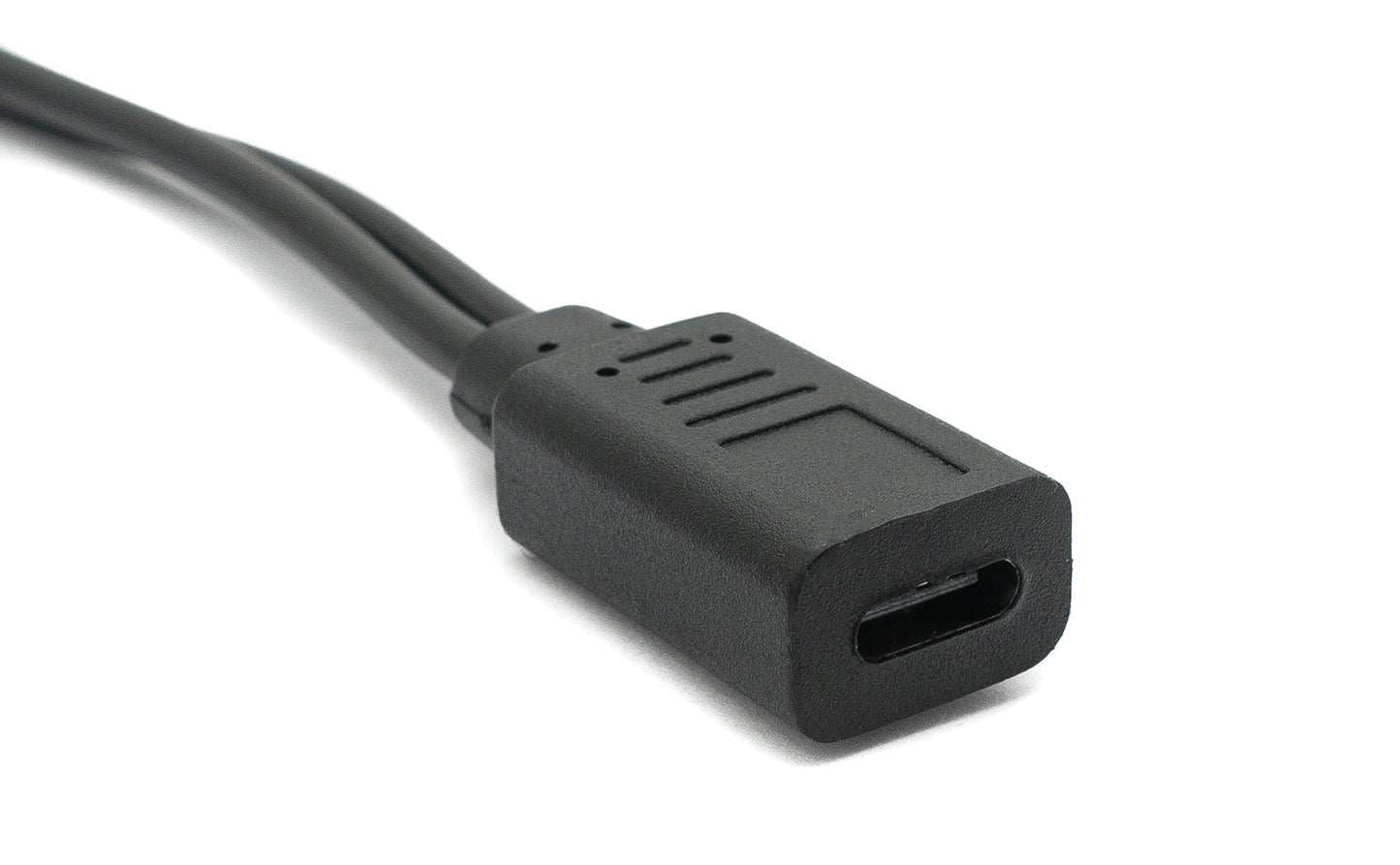 SYSTEM-S USB 3.1 cable 30 cm Type C &amp; 2.0 Micro B male to female 180° angle in black 