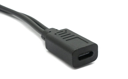 SYSTEM-S USB 3.1 cable 30 cm Type C &amp; 2.0 Micro B male to female 180° angle in black 
