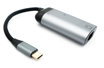 SYSTEM-S 3-in-1 adapter LAN socket &amp; USB 2.0 Type A socket &amp; 2x 3.1 C socket to C plug