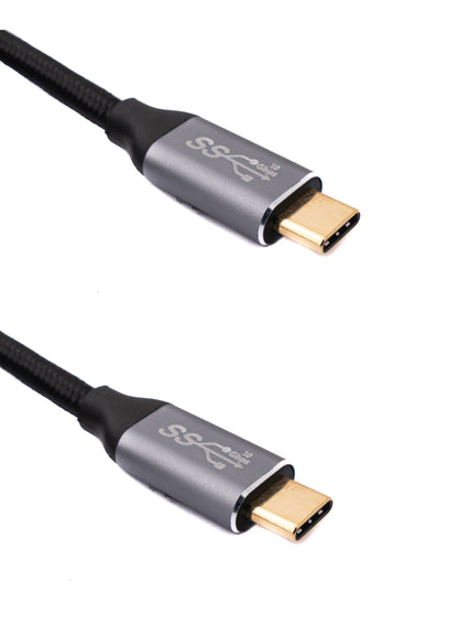 SYSTEM-S USB 3.1 Gen 2 Kabel 3 m Typ C Stecker zu Stecker geflochten in Schwarz
