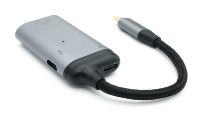 SYSTEM-S 3in1 Adapter DP 1.4 Buchse & 2x USB 3.1 Typ C Buchse zu Typ C Stecker Kabel Grau