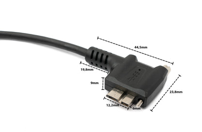 SYSTEM-S USB 3.0 Kabel 30 cm Micro B Stecker zu Typ A Stecker Schraube Winkel in Schwarz