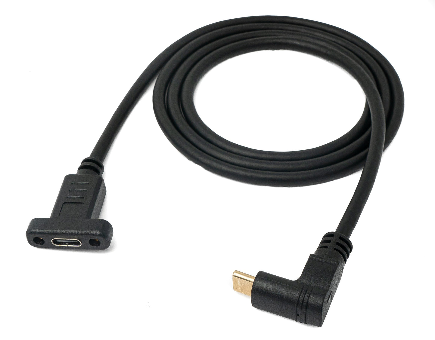 SYSTEM-S USB 3.1 cable 100 cm Type C male to female screw angle in black