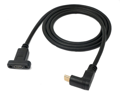 SYSTEM-S USB 3.1 cable 100 cm Type C male to female screw angle in black