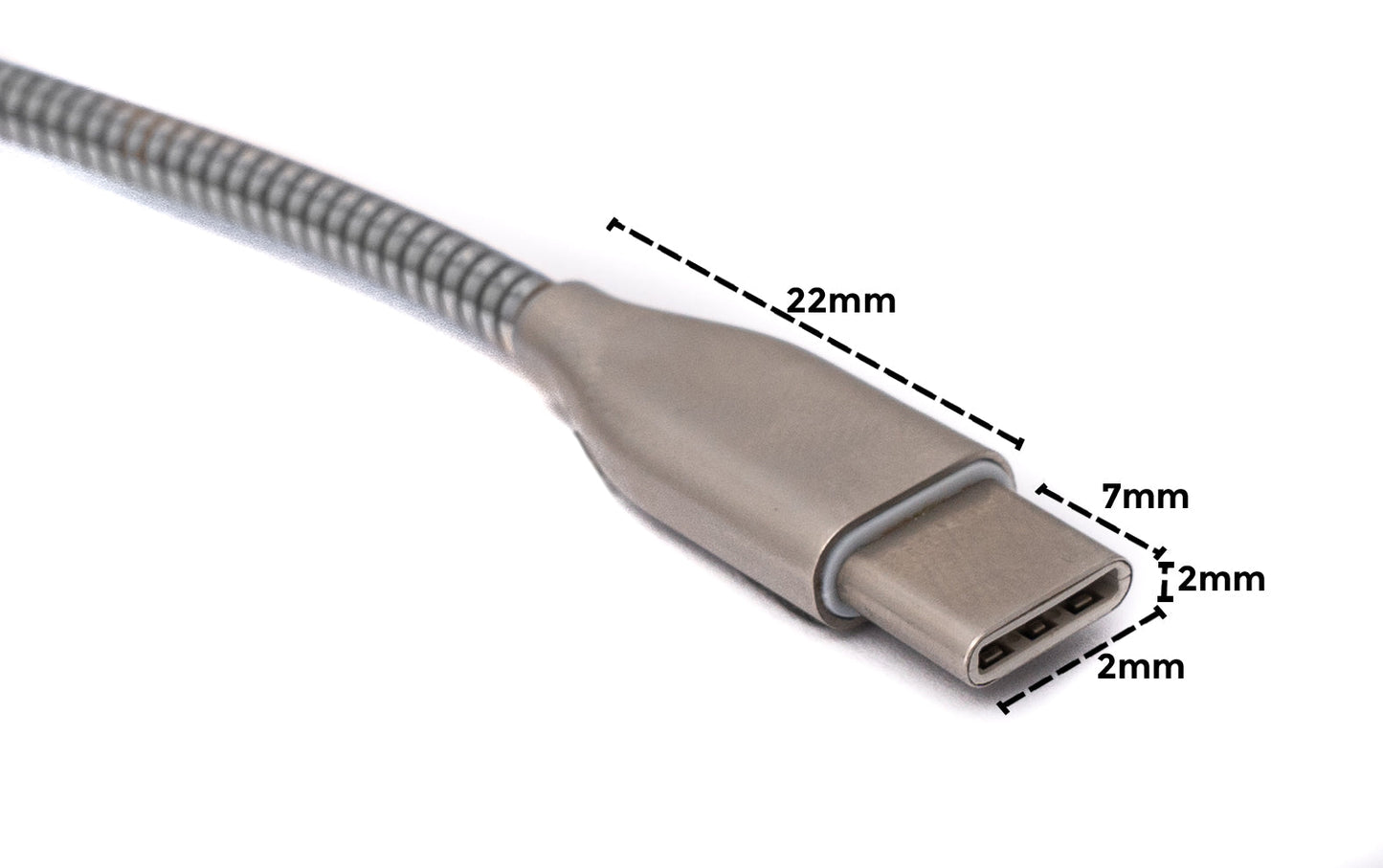 SYSTEM-S USB 3.1 Kabel 100cm Typ C Stecker zu 2.0 Typ A Buchse Metall Feder Grau