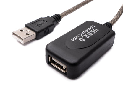SYSTEM-S USB 2.0 cable 20 m Type A male to female cable in gray