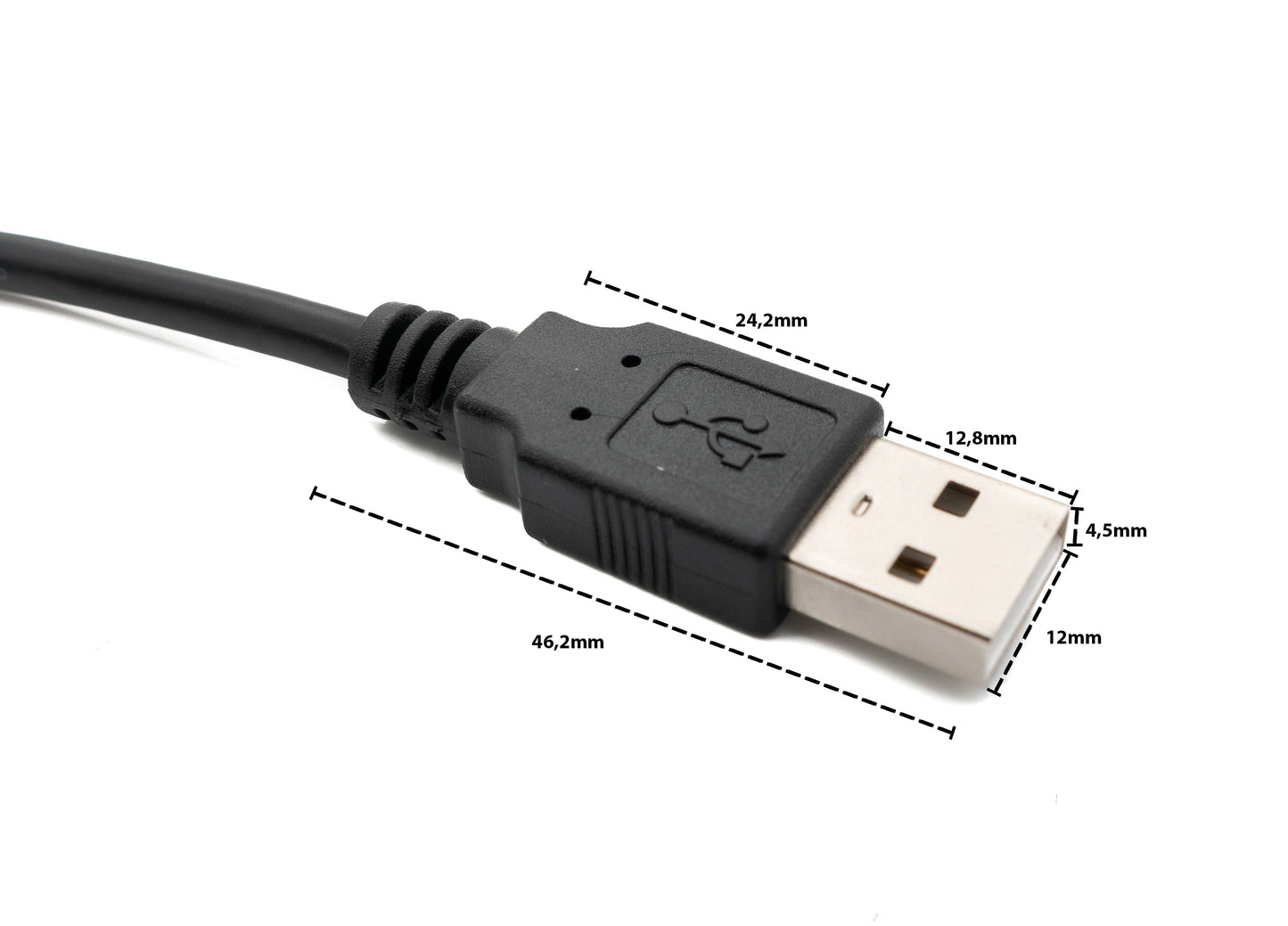 SYSTEM-S USB 2.0 Kabel 50 cm Typ A Stecker zu Micro B Stecker Winkel in Schwarz