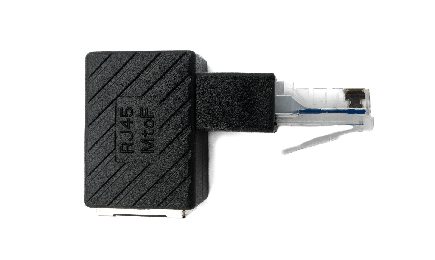 SYSTEM-S LAN Adapter RJ45 Stecker zu Buchse Winkel Ethernetadapter Kabel in Schwarz