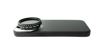 SYSTEM-S ND Vario Filter 37 mm 2 bis 4000 Neutraldichte mit Hülle für iPhone 13 Pro