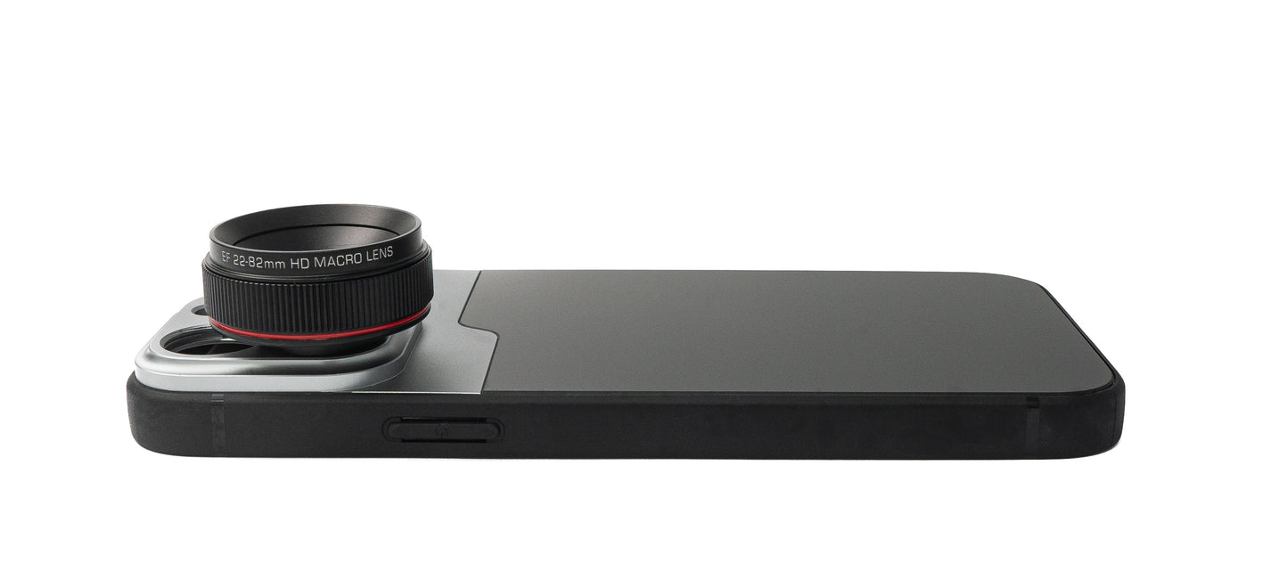 SYSTEM-S Makro Linse 1.1x bis 2.8x Filter mit Hülle in Schwarz für iPhone 13 Pro Max