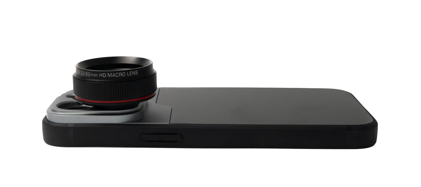 SYSTEM-S Macro Lens 1.1x to 2.8x Filter with Case in Black for iPhone 13 Pro