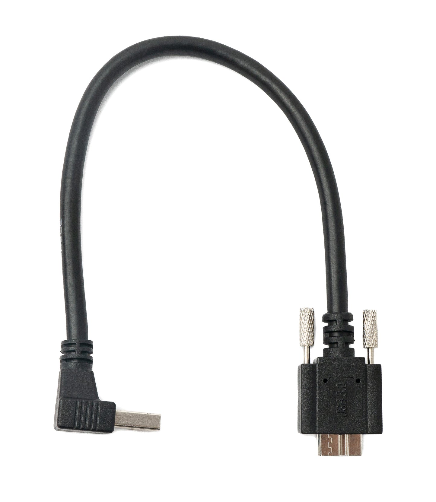 SYSTEM-S USB 3.0 Kabel 30 cm Micro B Stecker zu A Stecker Schraube Winkel Schwarz