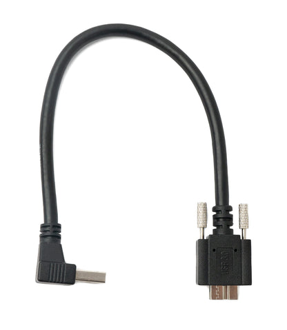 SYSTEM-S USB 3.0 Kabel 30 cm Micro B Stecker zu A Stecker Schraube Winkel Schwarz