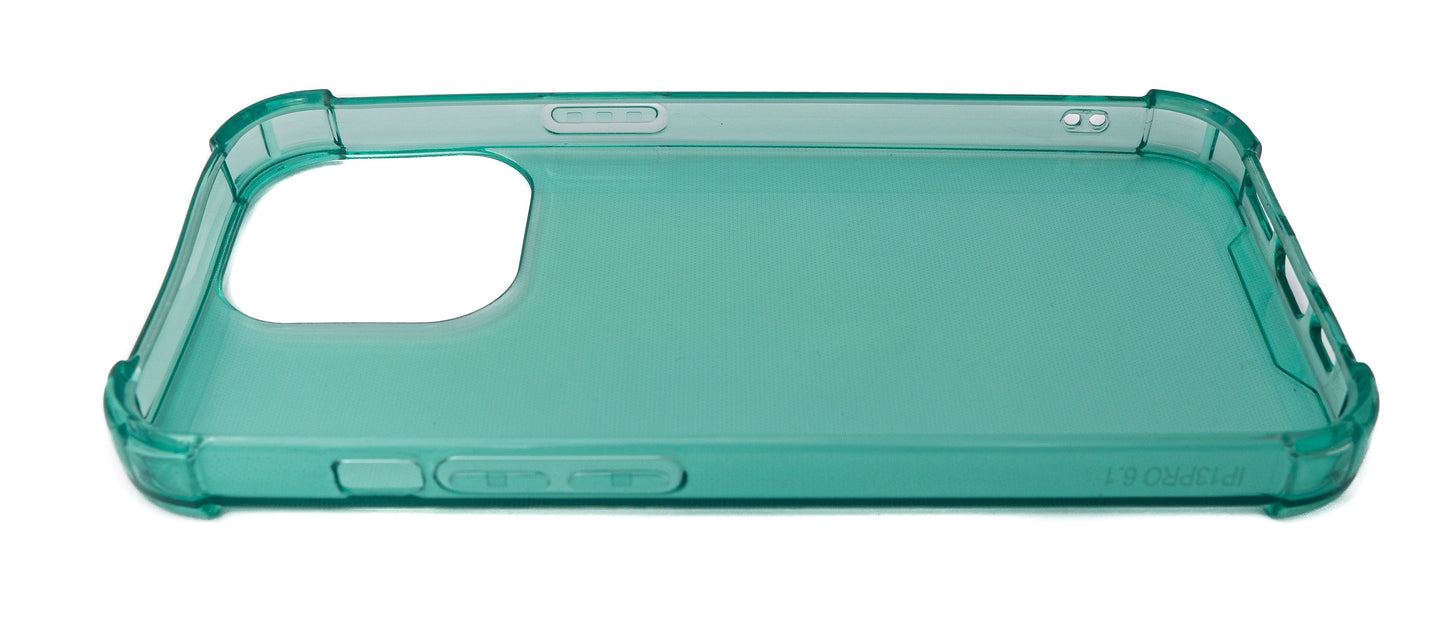 SYSTEM-S Silicone Protective Case in Green Transparent Case for iPhone 13 Pro