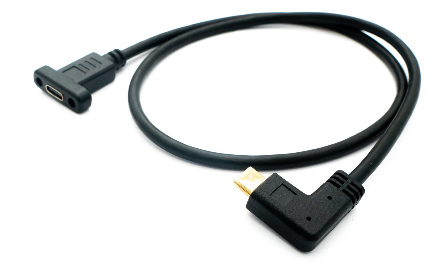 SYSTEM-S USB 3.1 Kabel 50 cm Typ C Stecker zu Buchse Schraube Winkel in Schwarz
