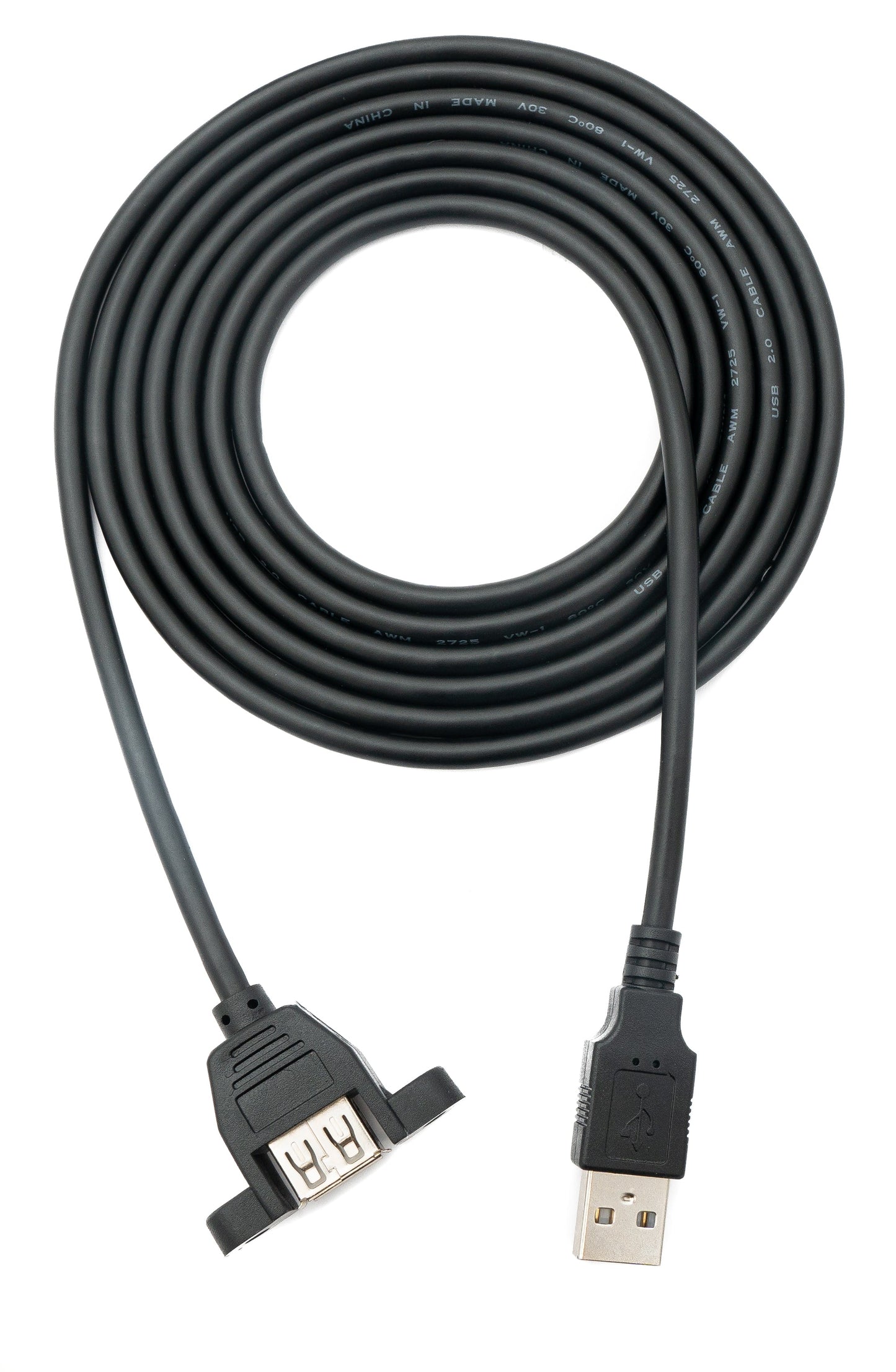 SYSTEM-S USB 2.0 cable 2 m Type A male to female screw in black