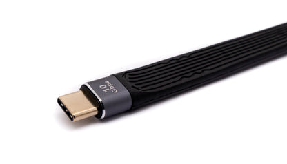 SYSTEM-S USB 3.1 Kabel 13 cm Typ C Stecker zu 3.0 Typ A Buchse flach in Schwarz