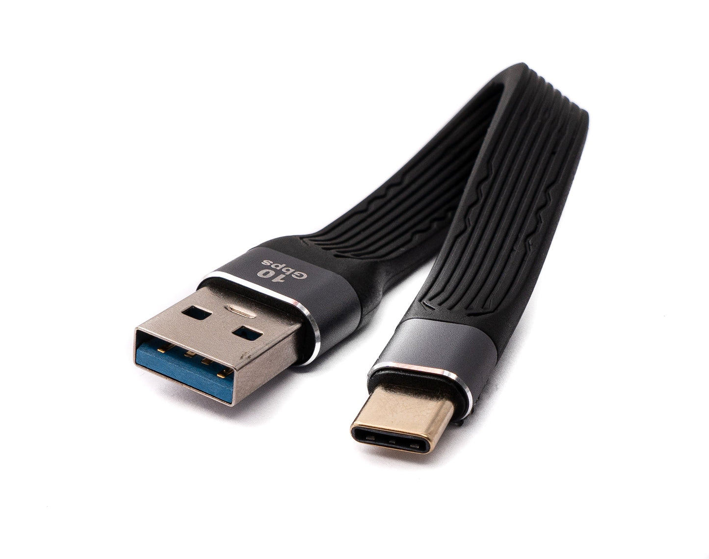 SYSTEM-S USB 3.1 Gen 2 Kabel 13 cm Typ C Stecker zu 3.0 A Stecker flach flexibel