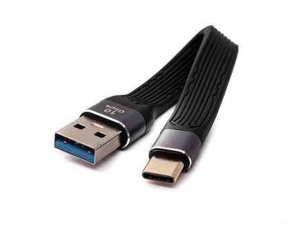 SYSTEM-S USB 3.1 Gen 2 Kabel 13 cm Typ C Stecker zu 3.0 A Stecker flach flexibel