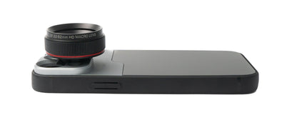 SYSTEM-S Makro Linse 1.1x bis 2.8x Filter mit Hülle in Schwarz für iPhone 13 Mini