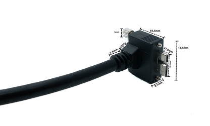 SYSTEM-S USB 3.0 Kabel 5 m Micro B Stecker zu Typ A Stecker Schraube Winkel in Schwarz