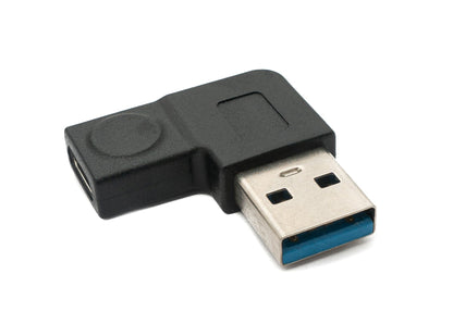 SYSTEM-S USB 3.1 Adapter Typ C Buchse zu 3.0 Typ A Stecker Winkel Kabel in Schwarz
