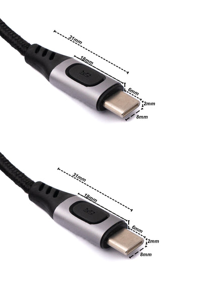 SYSTEM-S USB 3.1 Gen 2 Kabel 100 cm Typ C Stecker zu Stecker geflochten