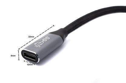 SYSTEM-S USB 3.1 Gen 2 Kabel 50 cm Typ C Stecker zu Buchse geflochten Winkel