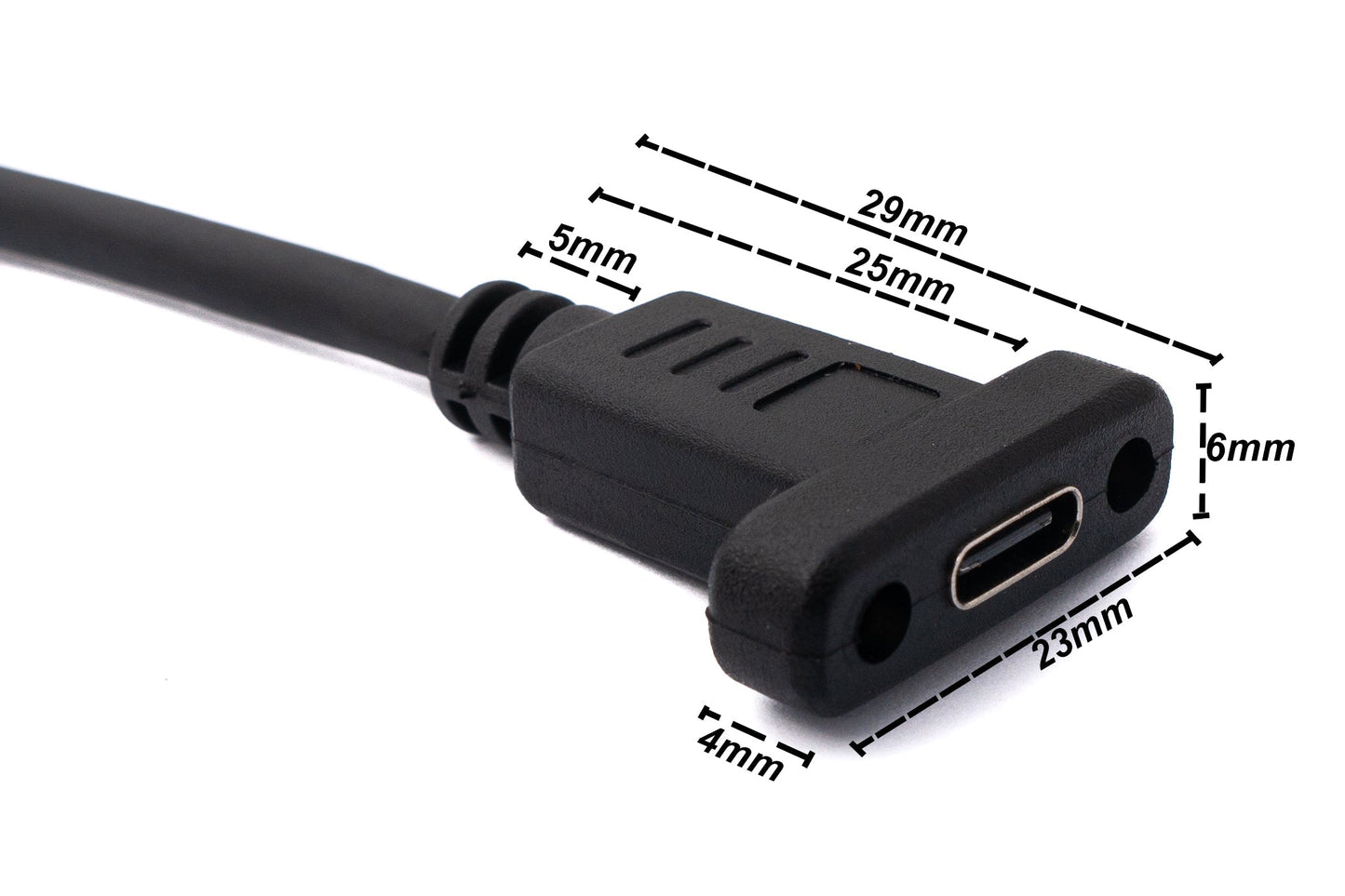 SYSTEM-S USB 3.1 Kabel 30 cm Typ C Stecker zu Buchse Schraube Winkel Adapter in Schwarz