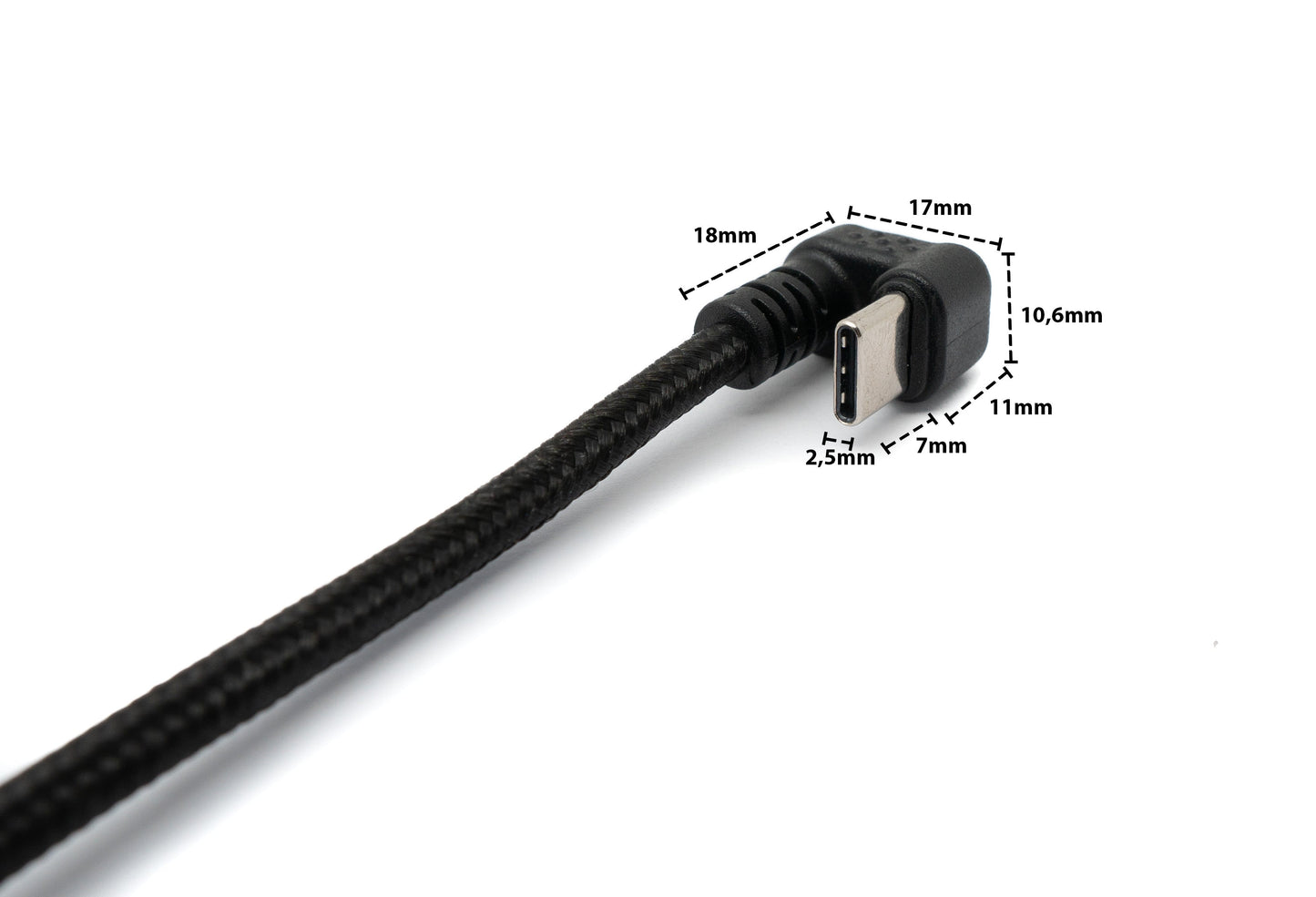 SYSTEM-S USB 3.1 U Turn 180° Kabel 150 cm Typ C Stecker zu 2.0 Typ A Stecker geflochten