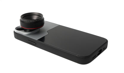 SYSTEM-S Makro Linse 1.1x bis 2.8x Filter mit Hülle in Schwarz für iPhone 13 Mini